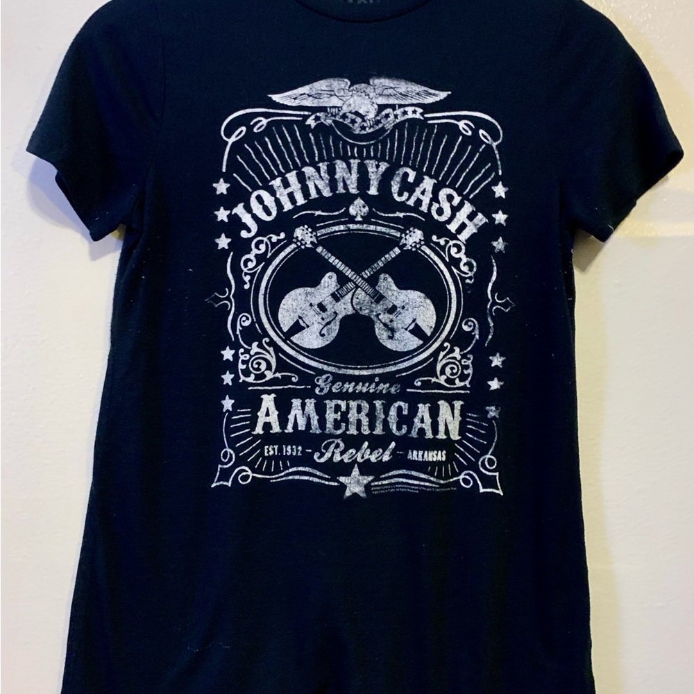 Johnny Cash Black Graphic Tee - White Print Size M